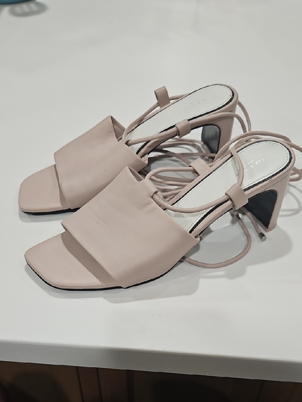 rag & bone Emma Blush Pink Square-Toe Lace-Up Block Heels Sz 38.5. ≈ 8.5